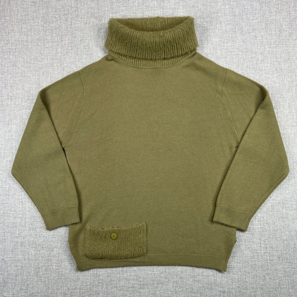 VTG 60s 70s Givenchy Talbott Taralan Sweater Olive Green Turtleneck Acrylic XS/S